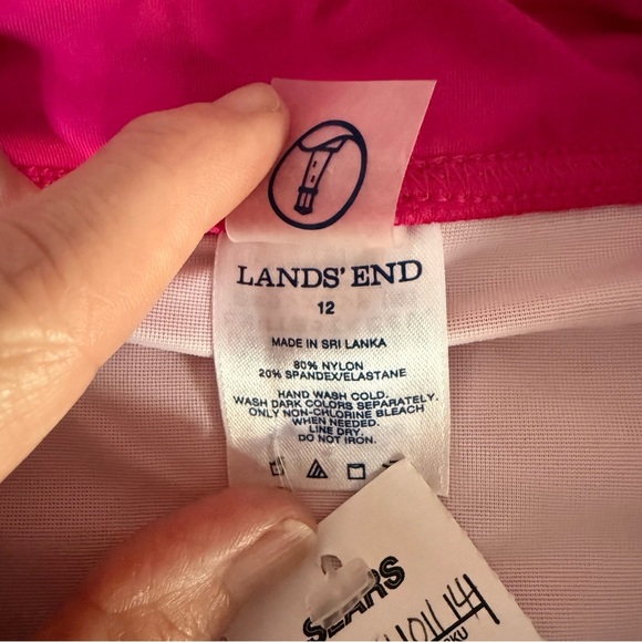 Lands' End Womens Bright Pink Bathing Swim Bottom Skirt Skort Size 12 New W/Tag - Picture 2 of 6